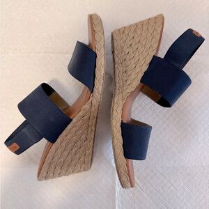ANDRE ASSOUS "Allison" Navy Blue Espadrille Wedge